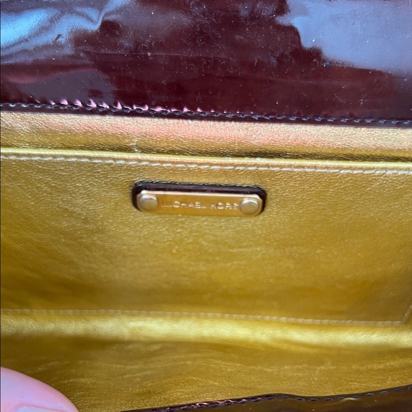 Michael Kors Glossy Brown clutch with Gold Accent - Picture 5 of 9